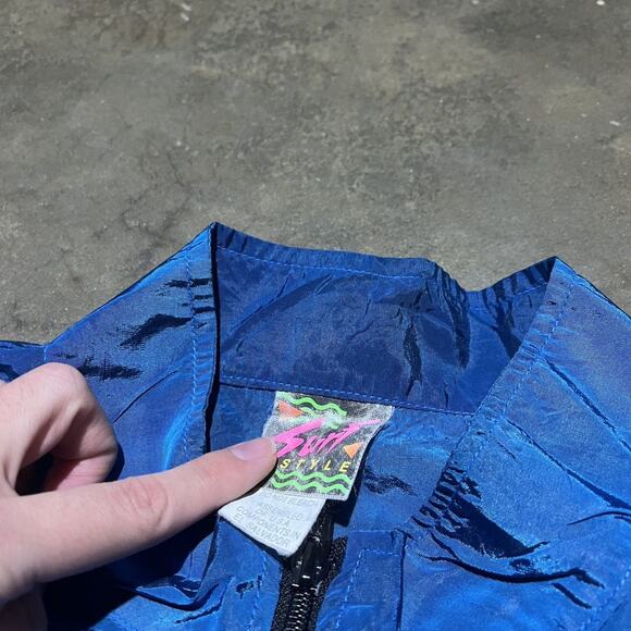Vintage 90s Surf Style Blue Windbreaker Pullover - Picture 5 of 5